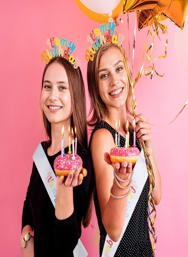Qulkws Birthday Crown and Sash Set for Women, Headband Set, Happy Birthday Crowns, Tiara Crowns, B-day Accessories, Rainbow B-day Headband for Women - Image 2